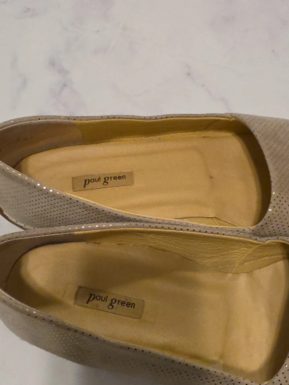 Paul Green Gray  Metallic Perforated Espadrille Flats - Women